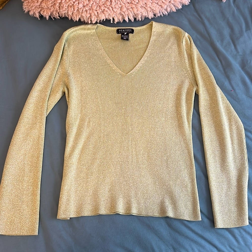Green Chartreuse Metallic Sparkly Sweater